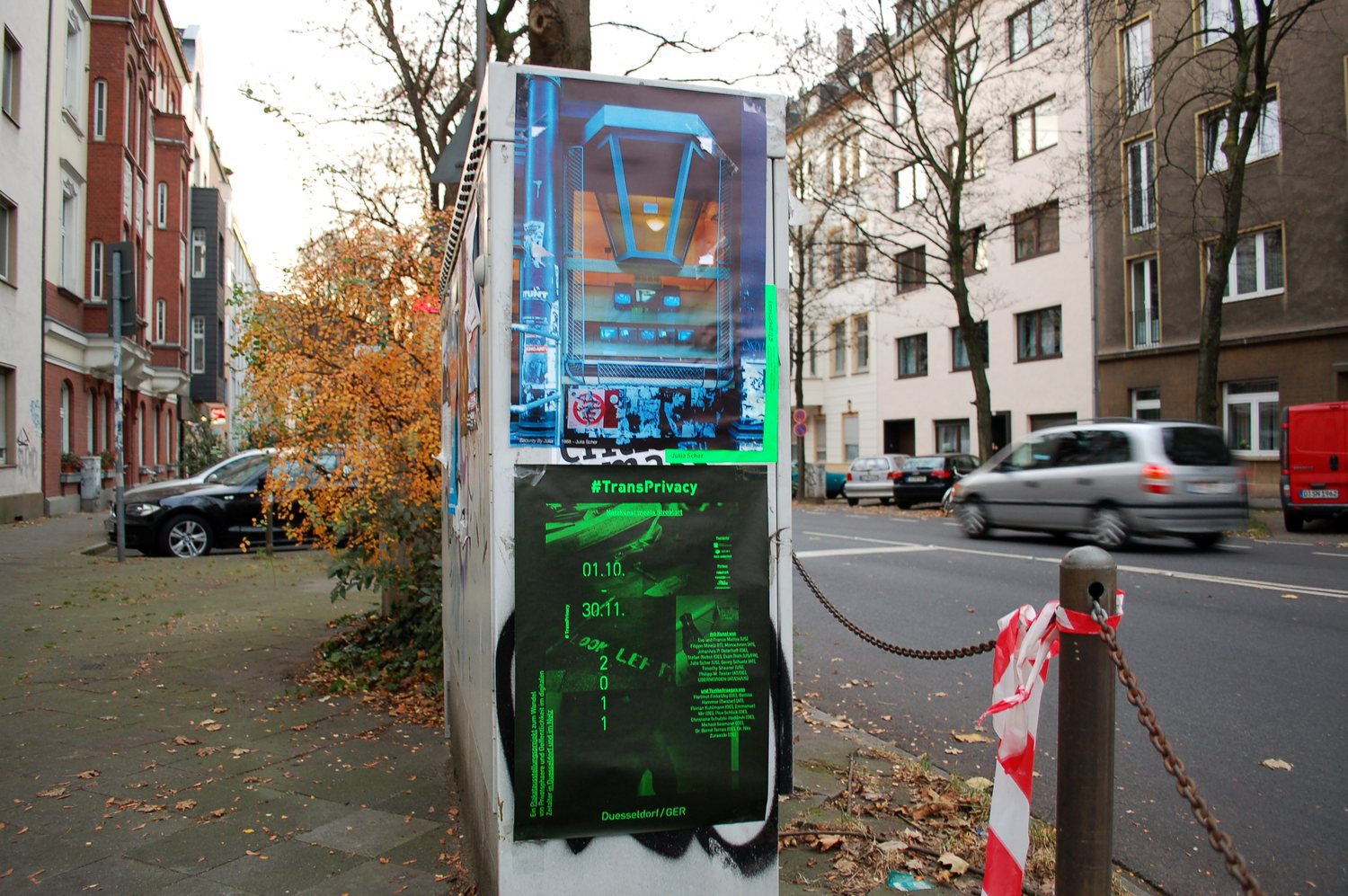 transprivacy — an artwork poster wrapped around a classic advertising column